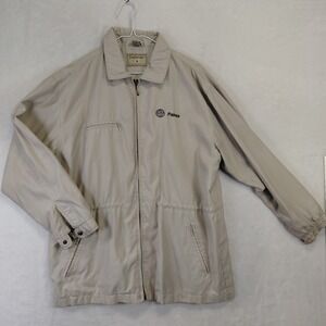 Dunbrooke Mens Vintage Y2K ICI Paints Windbreaker Jacket‎ Tan Khaki Large